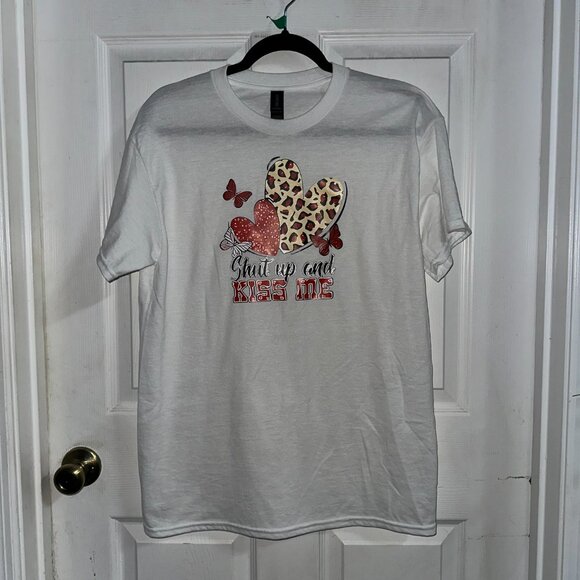 NEW Handcrafted Shut Up and Kiss Me Shirt Size Meduim - Picture 2 of 4